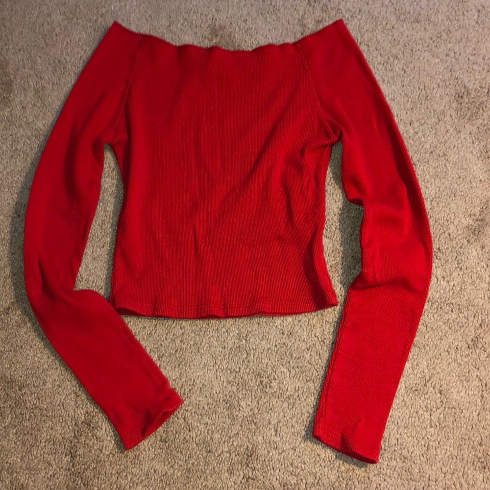 red brandy mellville over the shoulder top